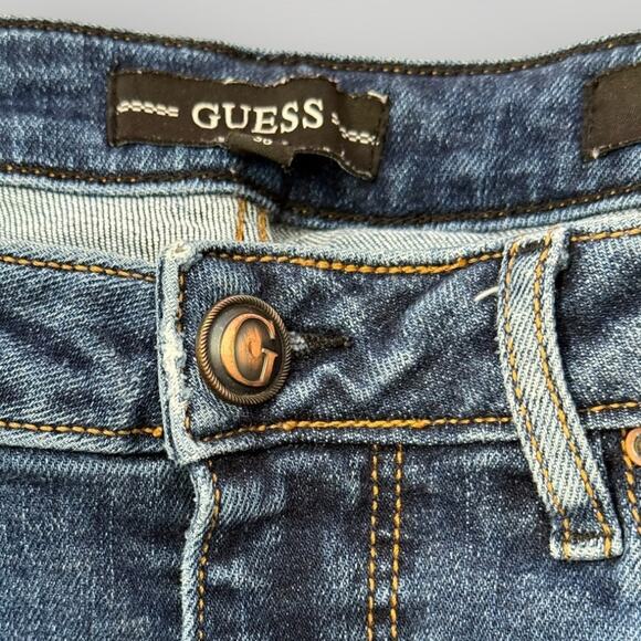 GUESS Women’s Mom Jeans Tapered High Blue Distressed Size 30 Eco Jeanologia - Picture 6 of 10